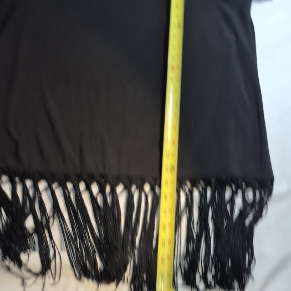 New Directions Black Short Sleeve Fringe Top Womens Plus 1X - Picture 6 of 9